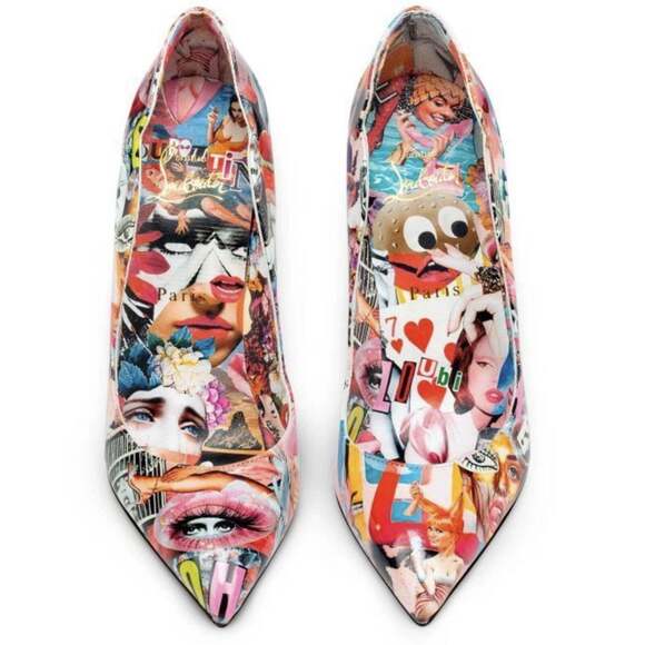 Christian Louboutin Hot Chick 100 Patent CH Xtian Black Red Blue Heel Pump 37.5 - Picture 7 of 11